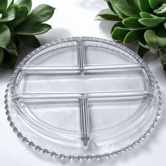 Vintage Imperial Glass Candlewick Divided 5 Compartment Serving Tray Platter - Picture 8 of 9